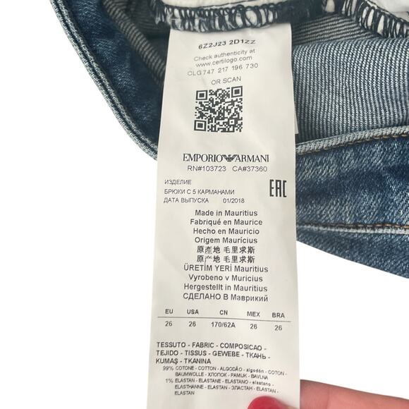 Emporio Armani Denim – Straight Leg, Italian Tailoring, Sz 28, Style 6Z2J23 - Picture 5 of 5